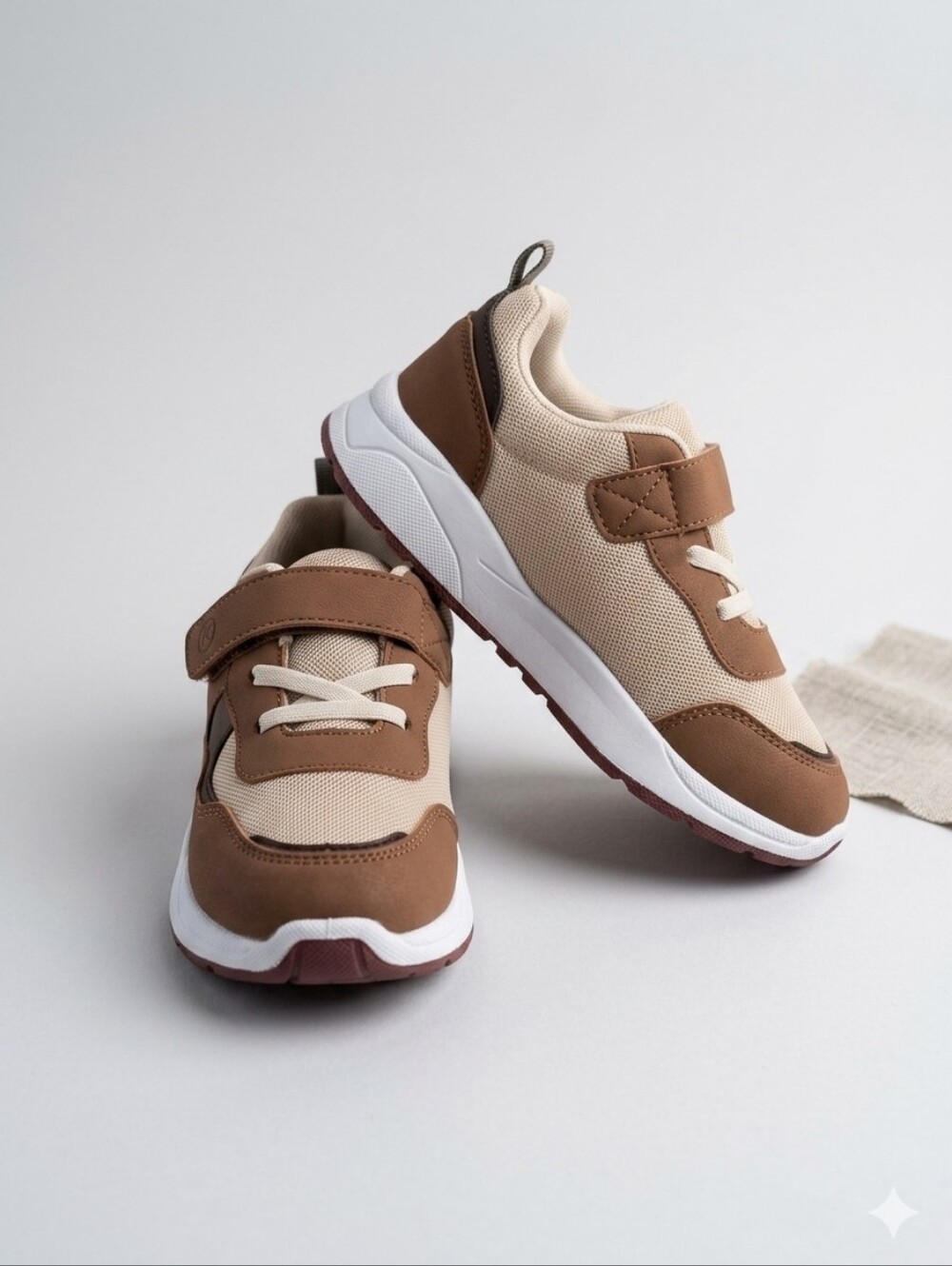 Munckins Kids Brown & Cream Velcro Sneakers